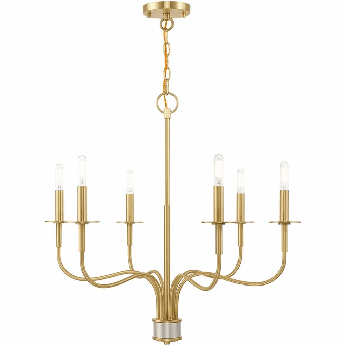 Livex 51326-12 Lisbon Satin Brass Chandelier Lighting