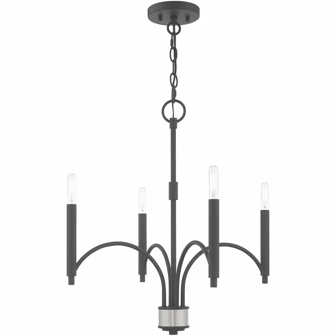 Livex 51334-76 Wisteria Contemporary Scandinavian Gray Mini Chandelier Lamp