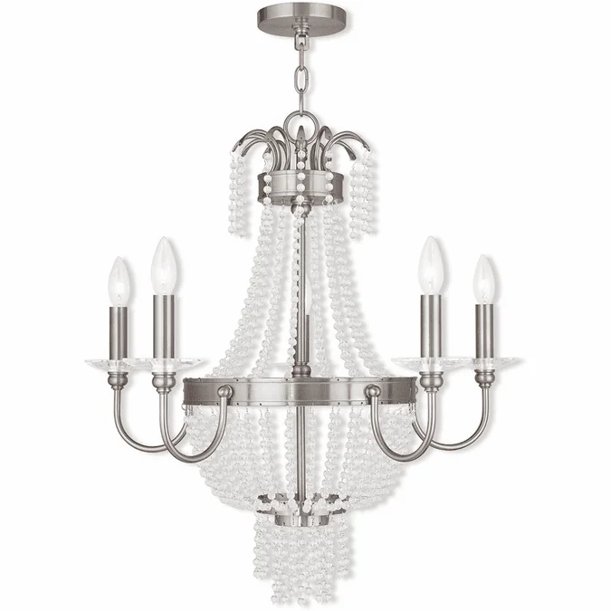 Livex 51845-91 Valentina Brushed Nickel Chandelier Lamp