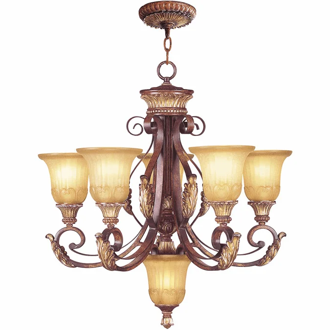 Livex 8555-63 Villa Verona Traditional Verona Bronze with Aged Gold Leaf Accent Chandelier Lamp