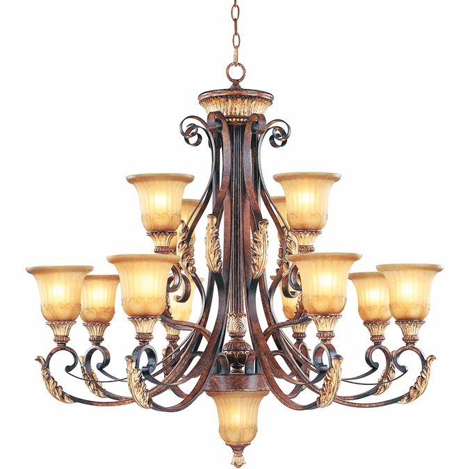 Livex 8559-63 Villa Verona Traditional Verona Bronze with Aged Gold Leaf Accent Chandelier Light