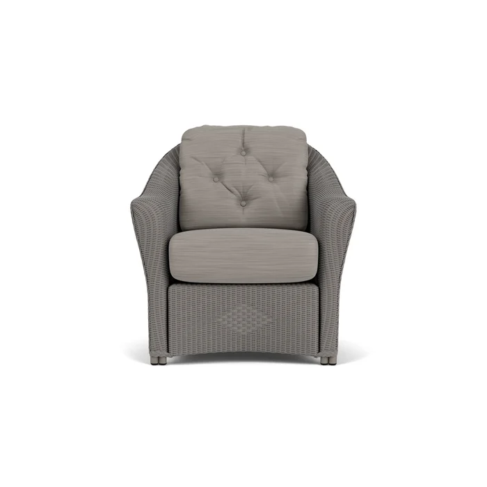lloyd flanders reflections lounge chair in pewter finish with boten dark urban fabric grade c