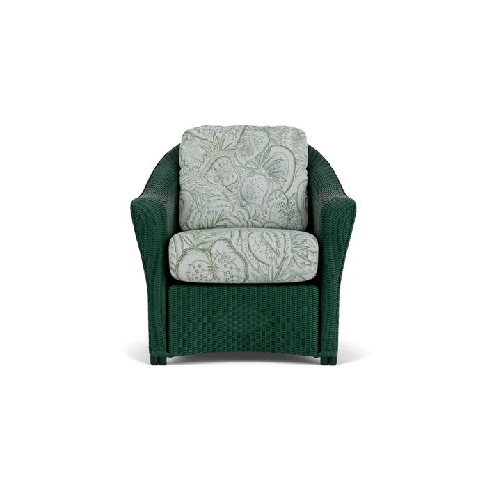 lloyd flanders reflections lounge chair in woodland finish with sensibility spring fabric grade c