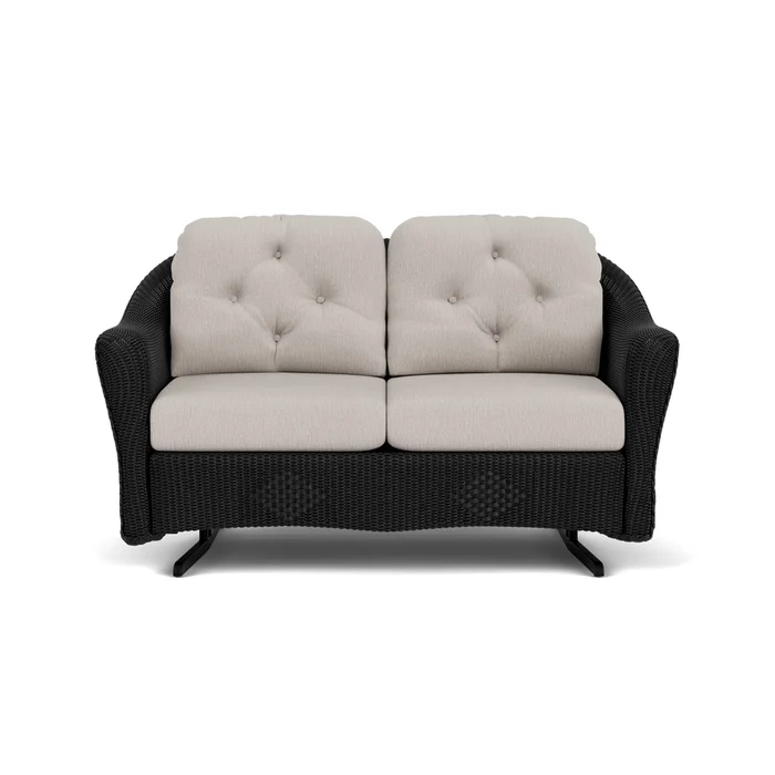 lloyd flanders reflections loveseat glider in ebony finish with remy cloud fabric grade b