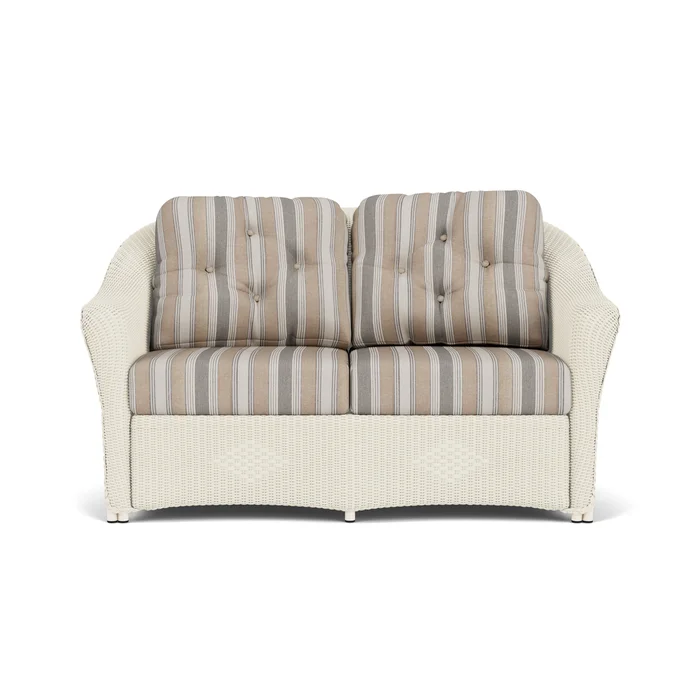 lloyd flanders reflections loveseat in ivory finish with purveyor pewter fabric grade d