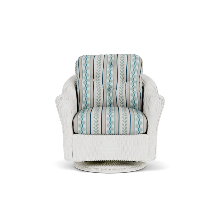 lloyd flanders reflections swivel glider lounge chair in matte white finish with ilona resort fabric grade c
