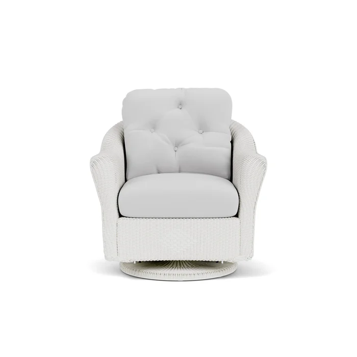 lloyd flanders reflections swivel glider lounge chair in matte white finish with reflections ice fabric grade b