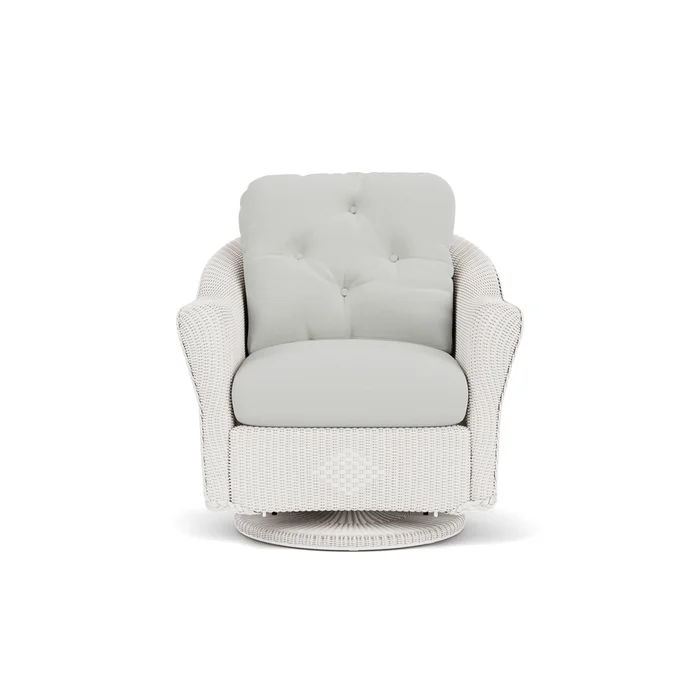 lloyd flanders reflections swivel glider lounge chair in white finish with bright side fog fabric grade a