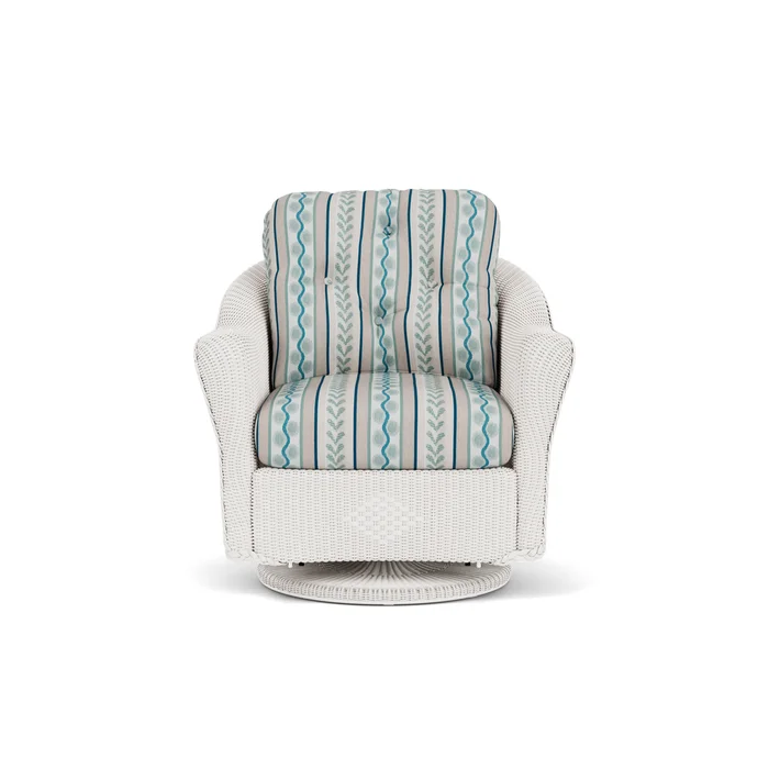 lloyd flanders reflections swivel glider lounge chair in white finish with ilona resort fabric grade c
