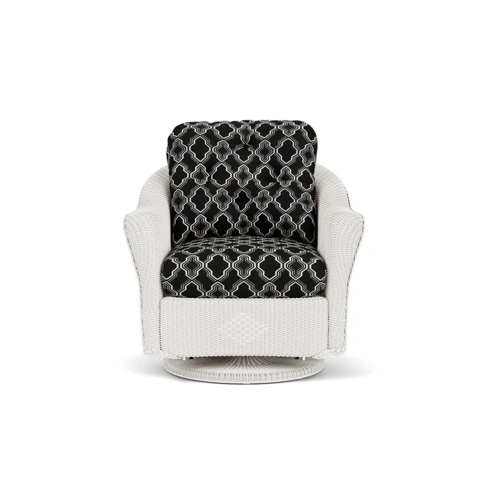 lloyd flanders reflections swivel glider lounge chair in white finish with luna onyx fabric grade c