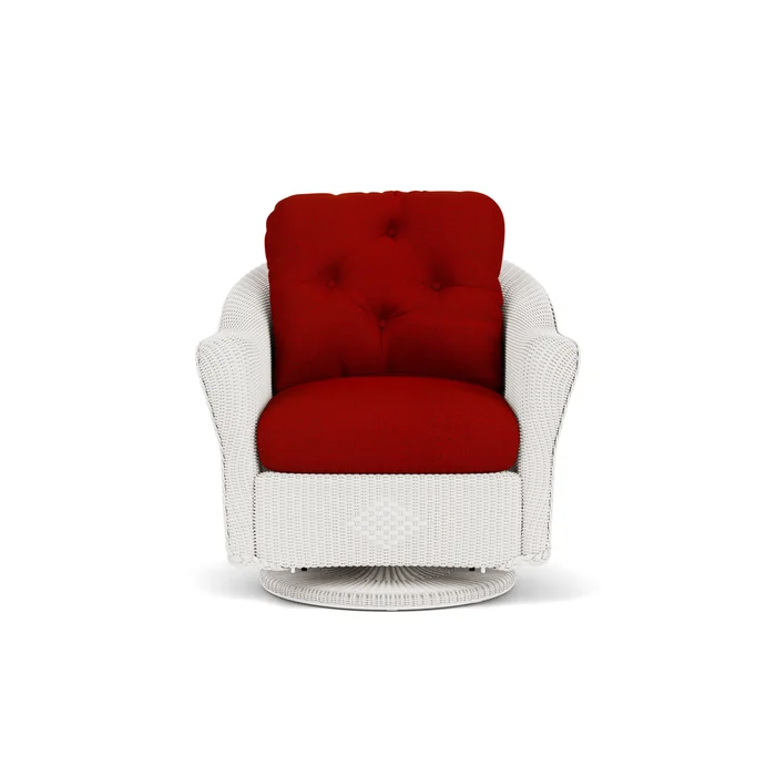 lloyd flanders reflections swivel glider lounge chair in white finish with partyline lollipop fabric grade b