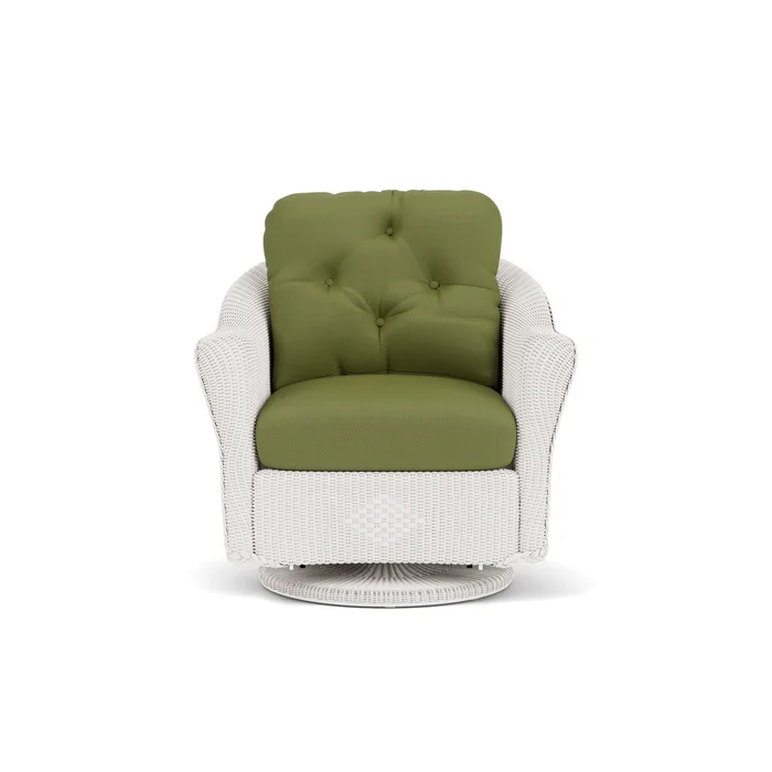 lloyd flanders reflections swivel glider lounge chair in white finish with reflections grass fabric grade b