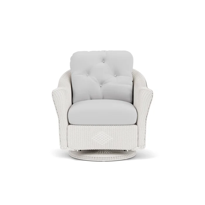lloyd flanders reflections swivel glider lounge chair in white finish with reflections ice fabric grade b