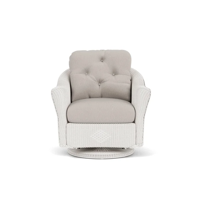 lloyd flanders reflections swivel glider lounge chair in white finish with remy cloud fabric grade b