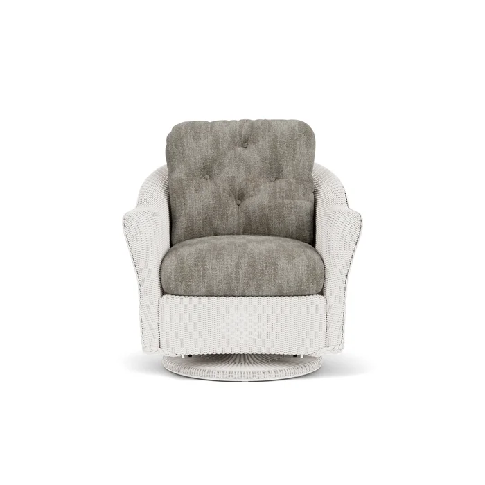 lloyd flanders reflections swivel glider lounge chair in white finish with surface slate fabric grade c
