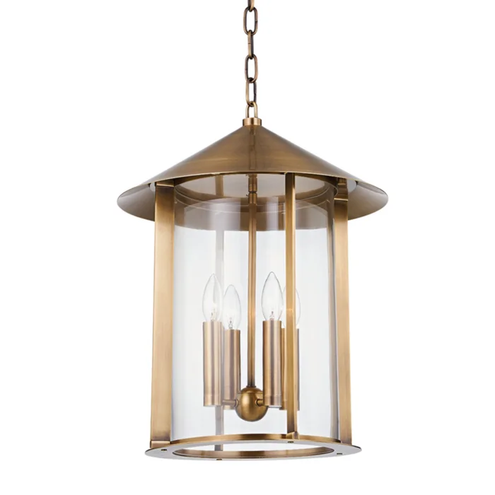 Long Beach Lantern 4-Light LED in Patina Brass 16.5L x 16.5W x 21.25H