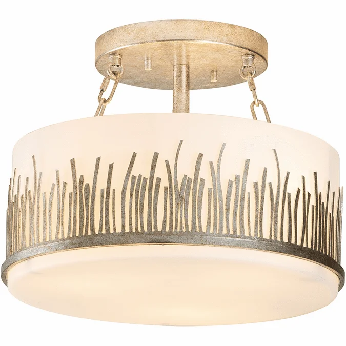 Lucas McKearn FM90610S-15 Sawgrass Contemporary Silver Flush Ceiling Light Fixture