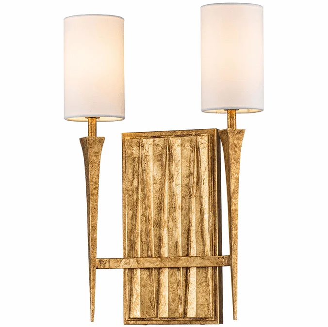 Lucas McKearn SC10506G-2 Crest Contemporary Gold Leaf Lamp Sconce
