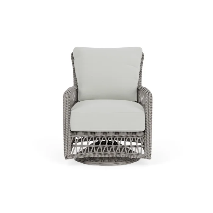 mackinac swivel glider lounge chair in putty finish with bright side fog fabric grade a