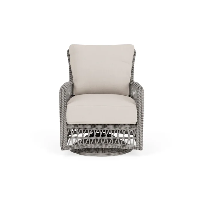 mackinac swivel glider lounge chair in putty finish with canvas canvas fabric grade a