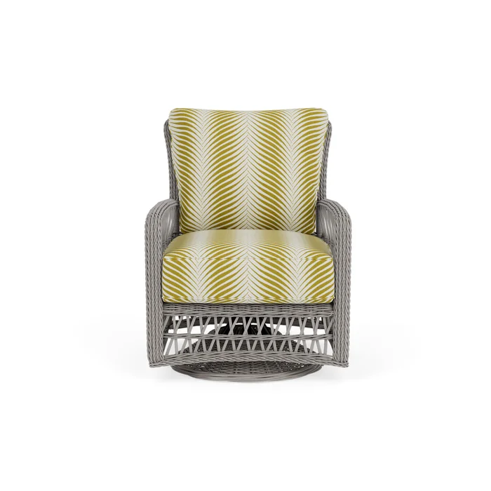 mackinac swivel glider lounge chair in putty finish with clock out dew fabric grade c