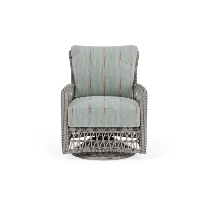 mackinac swivel glider lounge chair in putty finish with colorwave mist fabric grade d