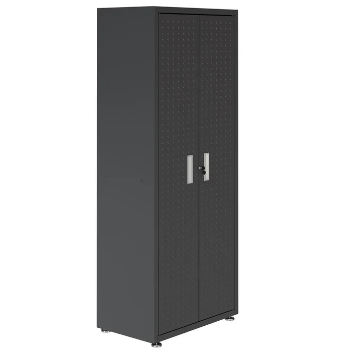 Manhattan Comfort Fortress Textured Metal 75.4 Garage Cabinet with 4 Adjustable Shelves – Charcoal Grey|Armoire Fortress de ManhattanComfort de 75,4po en mtal textur avec 4tablettes rglables pour le garage – gris anthracite