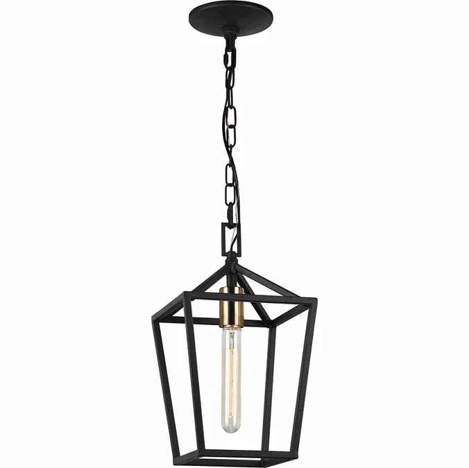 Matteo C61701RB Scatola Modern Rusty Black + Aged Gold Brass Mini Hanging Lamp