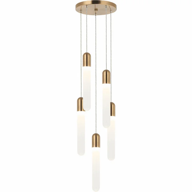 Matteo C65805AG Aydin Aged Gold Brass LED Multi Drop Lighting Fixture