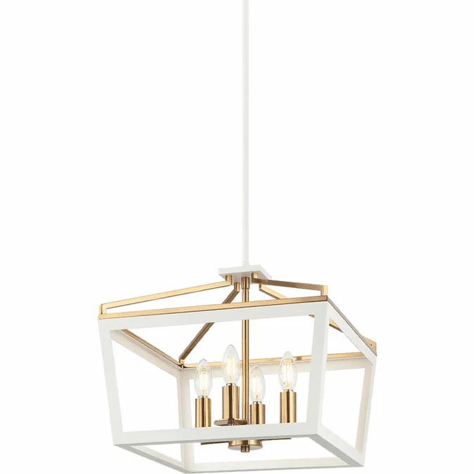 Matteo C67004WHAG Mavonshire Modern White / Aged Gold Brass Entryway Light Fixture