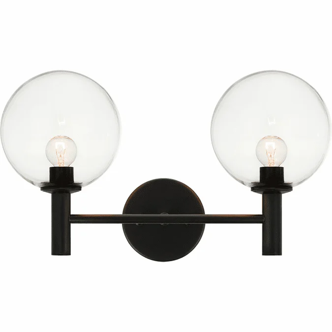 Matteo S06002BKCL Cosmo Black 2-Light Bathroom Vanity Light Fixture