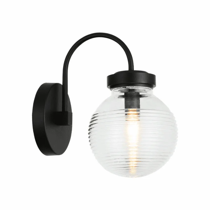Matteo W84001MBCL Ridge Modern Matte Black Wall Lamp