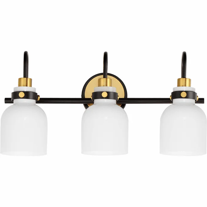 Maxim 12333WTBKSBR Milk Modern Satin Brass 3-Light Bathroom Lighting