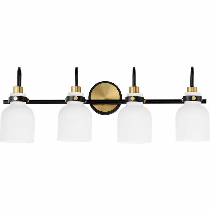 Maxim 12334WTBKSBR Milk Contemporary Satin Brass 4-Light Bathroom Vanity Light Fixture