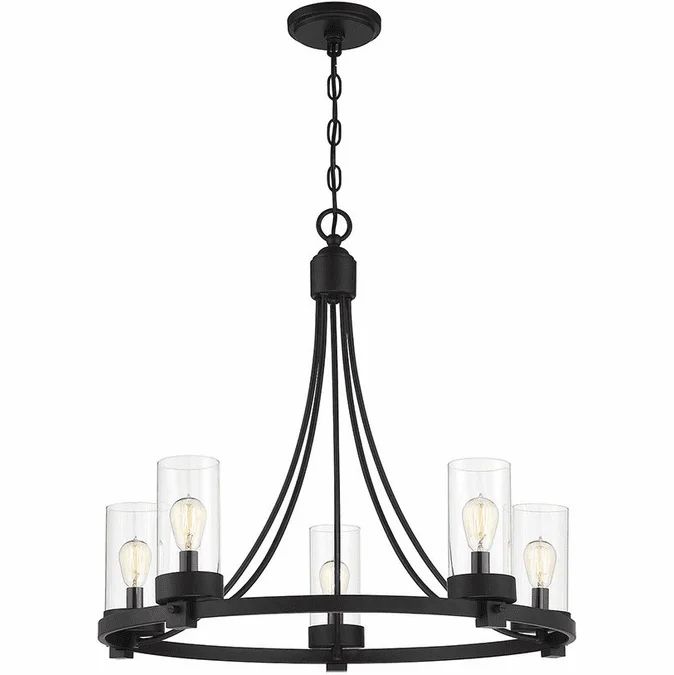 Meridian M10018MBK Modern Matte Black Hanging Chandelier