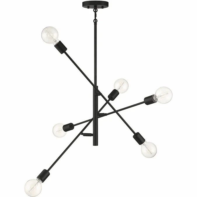 Meridian M10084MBK Modern Matte Black Chandelier Lamp