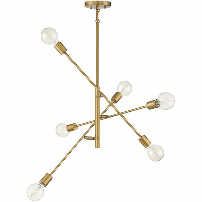 Meridian M10084NB Contemporary Natural Brass Chandelier Light