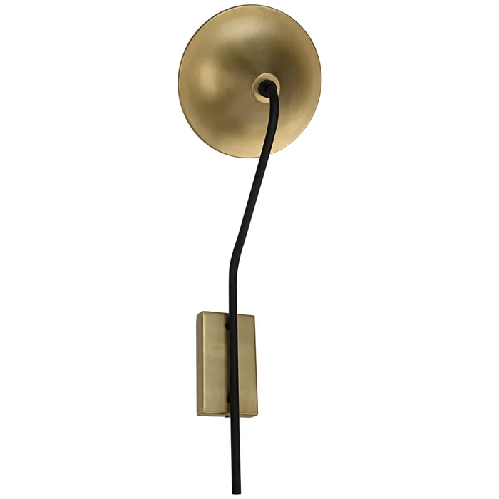 messala sconce, black steel and brass finish