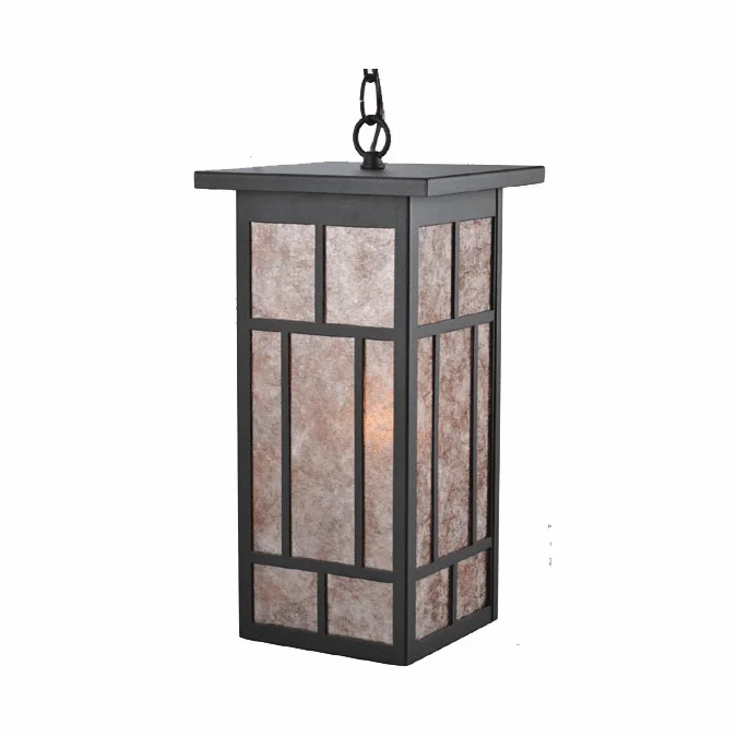 Meyda Custom 106532 Hyde Park Craftsman 19 Inch Tall Lighting Pendant With Silver Mica