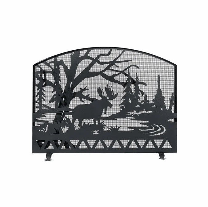 Meyda Custom 109212 Moose Creek Country Textured Black Fireplace Screen