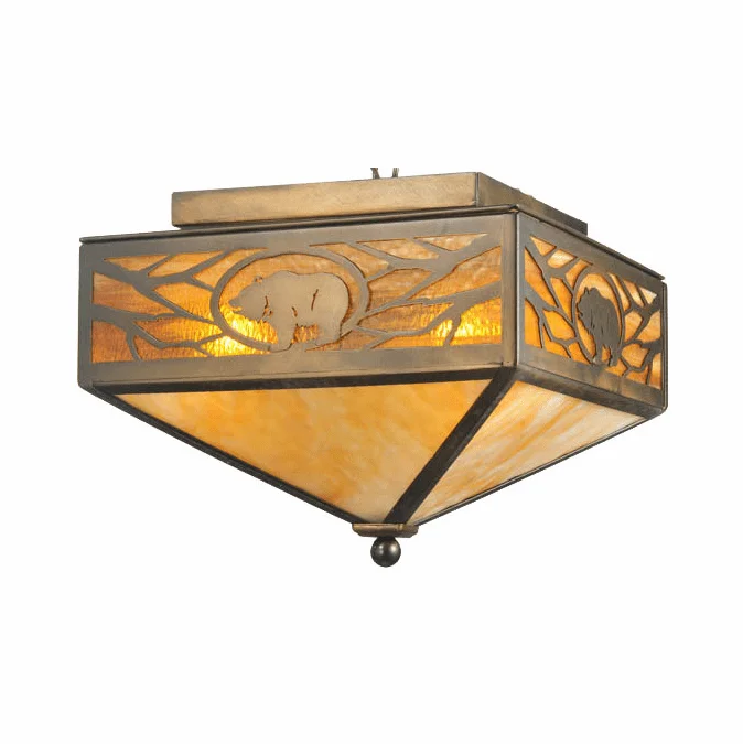 Meyda Custom 109215 Lone Grizzly Bear Rustic Antique Copper Ceiling Light Fixture