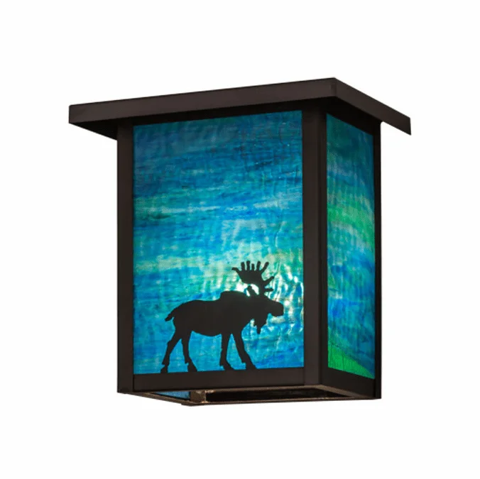 Meyda Custom 163102 Hyde Park Moose Brown Blue/Green Outdoor Wall Sconce Light