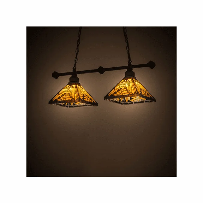 Meyda Custom 181816 Nuevo Mission Tiffany Mahogany Bronze Island Light Fixture