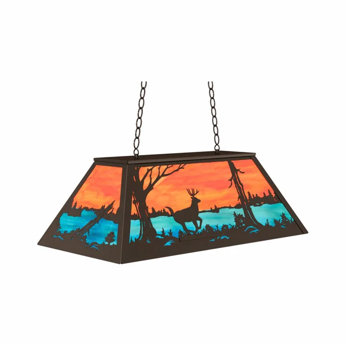 Meyda Custom 233909 Deer at Lake Country Timeless Bronze Kitchen Island Light Fixture