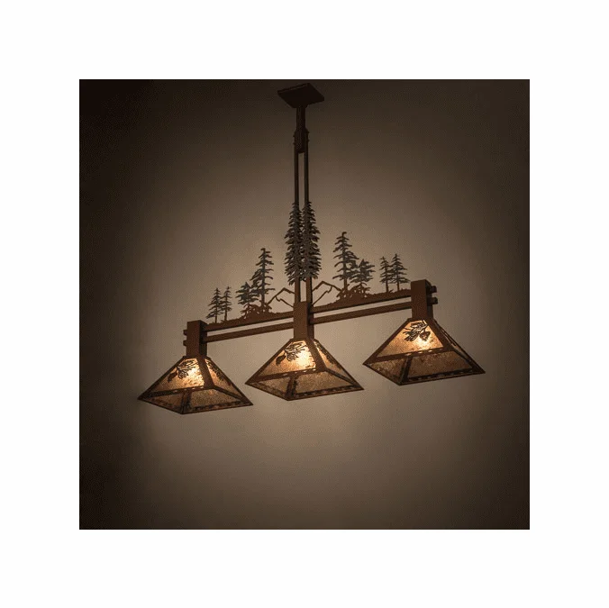 Meyda Custom 29365 Winter Pine Tall Pines Rust Silver Mica Kitchen Island Light