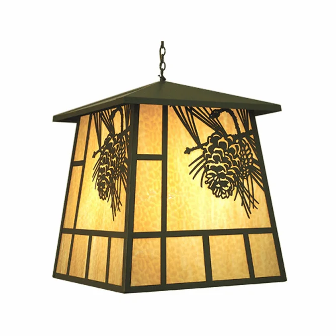 Meyda Custom 70142 Stillwater Winter Pine Timeless Bronze Finish 30″ Wide Outdoor Pendant Light Fixture