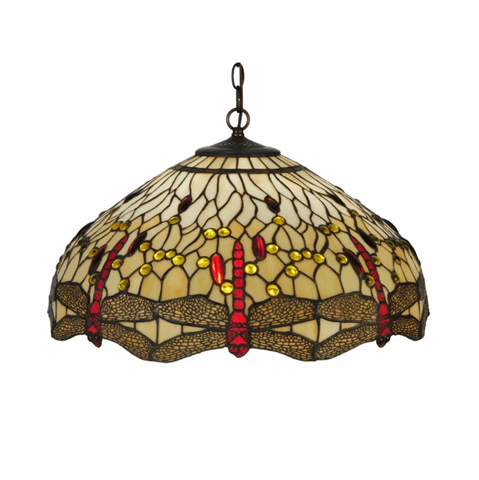 Meyda Lighting 19006 Tiffany 22 Inch Diameter Hanginghead Dragonfly Ceiling Lighting Pendant