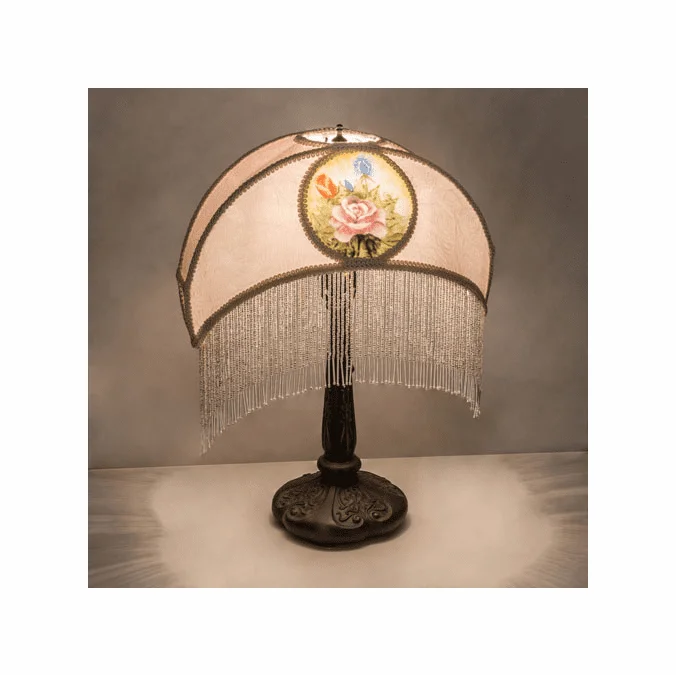 Meyda Lighting 201865 Reverse Painted Traditional Antique Mahogany Bronze Table Light