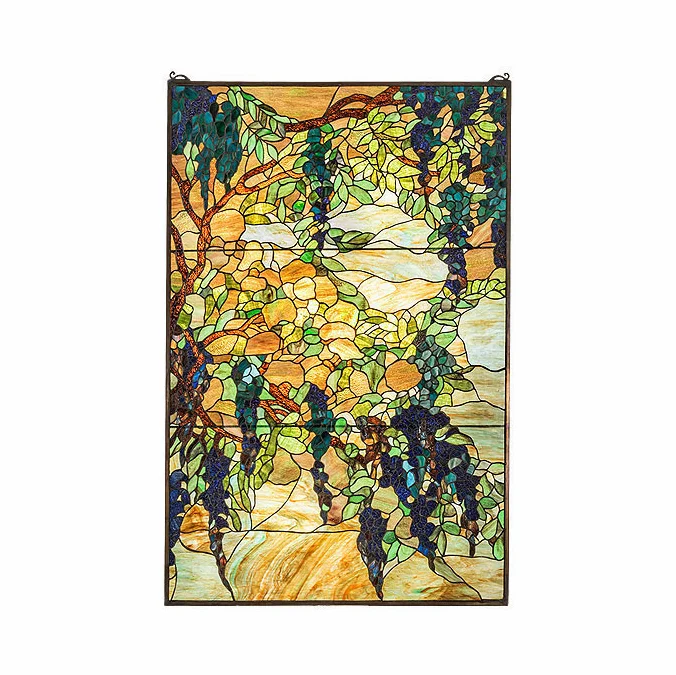 Meyda Lighting 230806 Tiffany Wisteria & Snowball Tiffany Window
