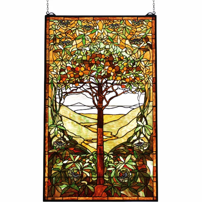 Meyda Lighting 74065 Tiffany Tree of Life Tiffany Stained Glass Window